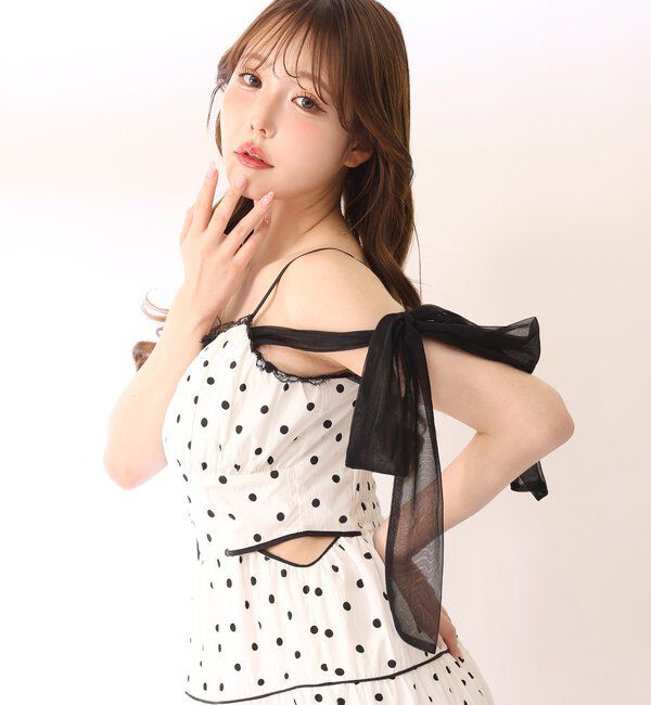  「【SMサイズ展開あり】サイドカットリボンロングキャミワンピース」|ワンピース|