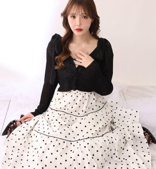  「【SMサイズ展開あり】サイドカットリボンロングキャミワンピース」|ワンピース|