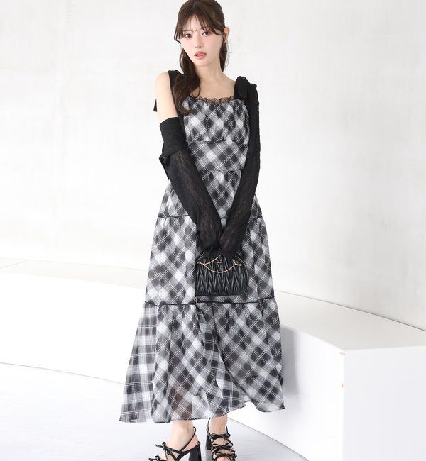  「【SMサイズ展開あり】サイドカットリボンロングキャミワンピース」|ワンピース|