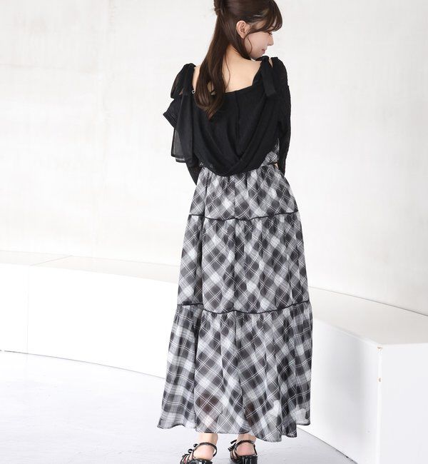  「【SMサイズ展開あり】サイドカットリボンロングキャミワンピース」|ワンピース|