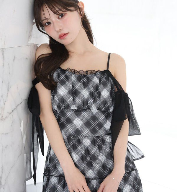  「【SMサイズ展開あり】サイドカットリボンロングキャミワンピース」|ワンピース|