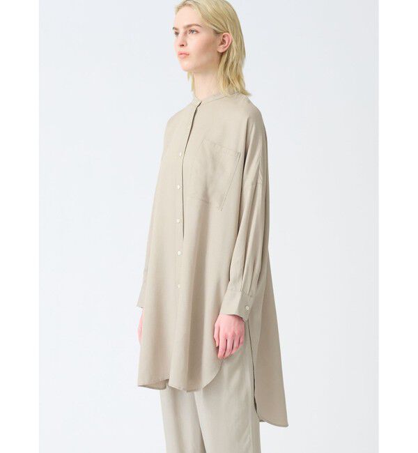 mizuiro ind「mizuiro ind  バンドカラーロングシャツ」|ワンピース|