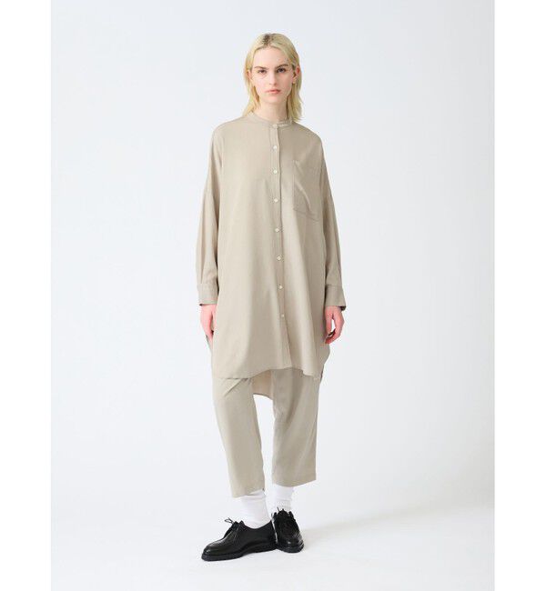 mizuiro ind「mizuiro ind  バンドカラーロングシャツ」|ワンピース|