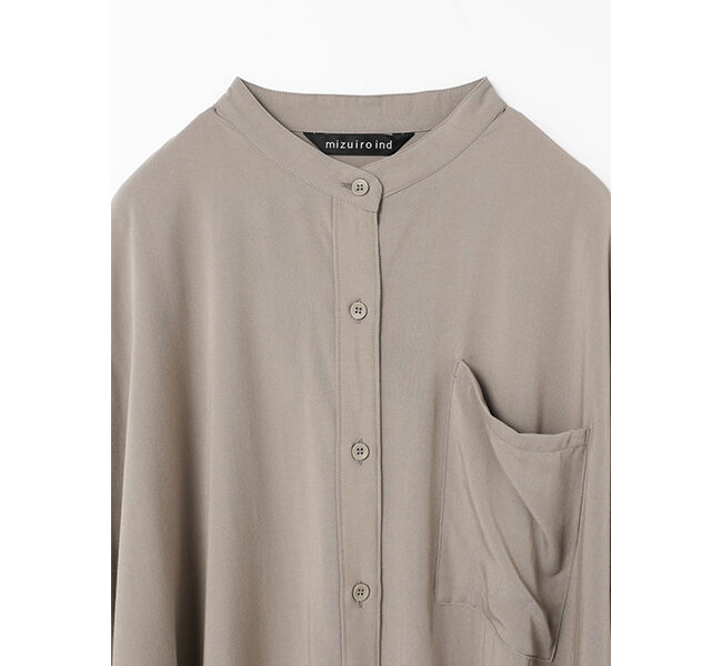 mizuiro ind「mizuiro ind  バンドカラーロングシャツ」|ワンピース|
