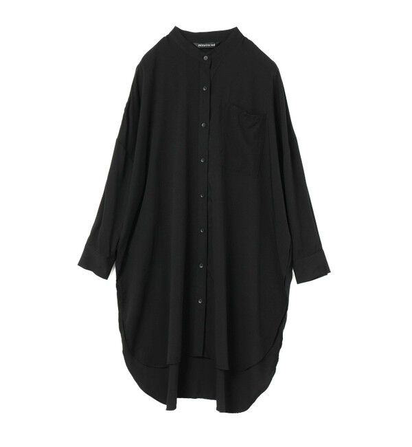 mizuiro ind「mizuiro ind  バンドカラーロングシャツ」|ワンピース|ブラック
