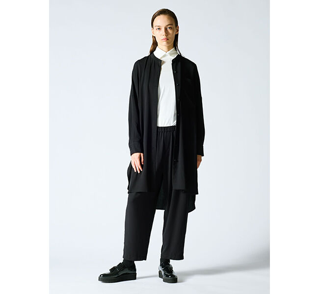 mizuiro ind「mizuiro ind  バンドカラーロングシャツ」|ワンピース|