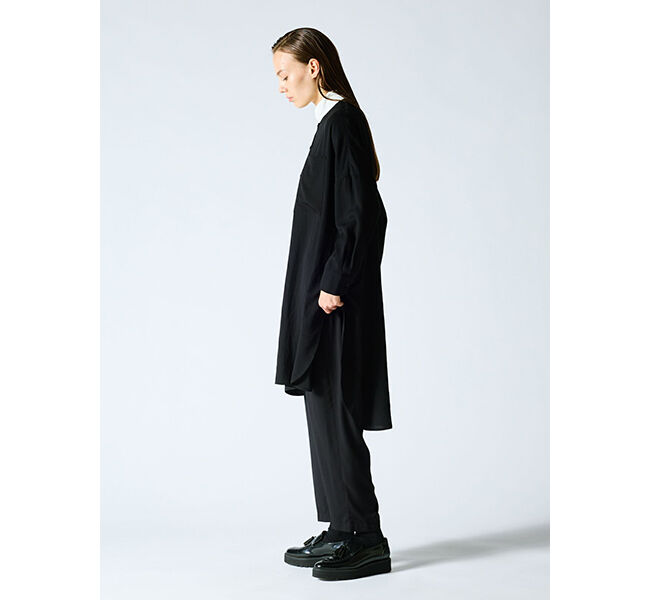 mizuiro ind「mizuiro ind  バンドカラーロングシャツ」|ワンピース|