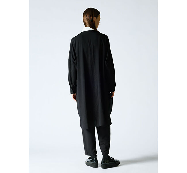 mizuiro ind「mizuiro ind  バンドカラーロングシャツ」|ワンピース|