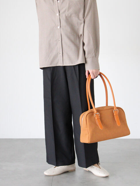 Te chichi TERRASSE「タックストレートパンツ」|その他|ブラック