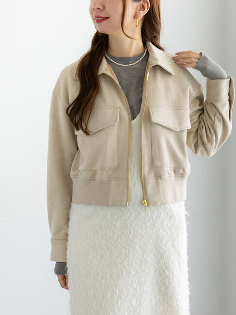 Te chichi「スウェードジップブルゾン」|ブルゾン・スタジャン|ライトベージュ