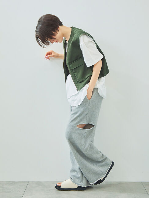 SM2「ツイル/デニムフリンジショートベスト」|ダウンベスト・ベスト|