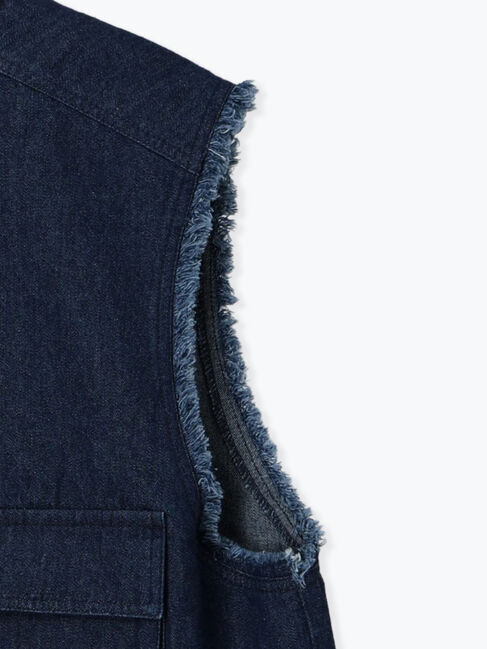 SM2「ツイル/デニムフリンジショートベスト」|ダウンベスト・ベスト|