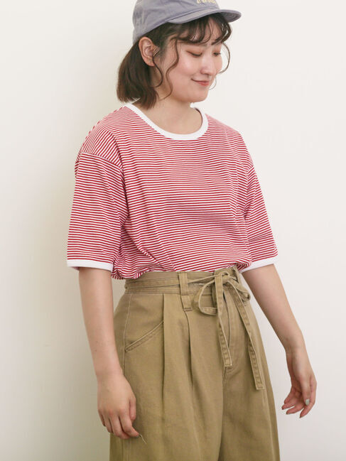 Samansa Mos2「◎ラウンドヘムボーダーカットソー」|Tシャツ・カットソー|