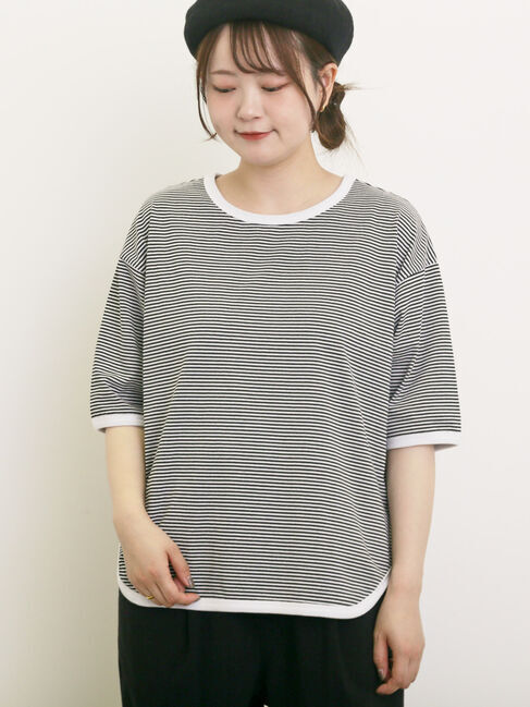 Samansa Mos2「◎ラウンドヘムボーダーカットソー」|Tシャツ・カットソー|