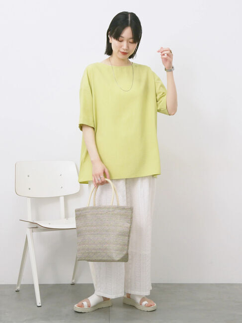 Samansa Mos2 blue「リネンタッチワイドブラウス」|シャツ・ブラウス|