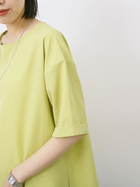 Samansa Mos2 blue「リネンタッチワイドブラウス」|シャツ・ブラウス|