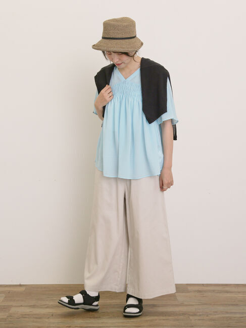 Samansa Mos2「◎2WAYシャーリングチュニック」|シャツ・ブラウス|