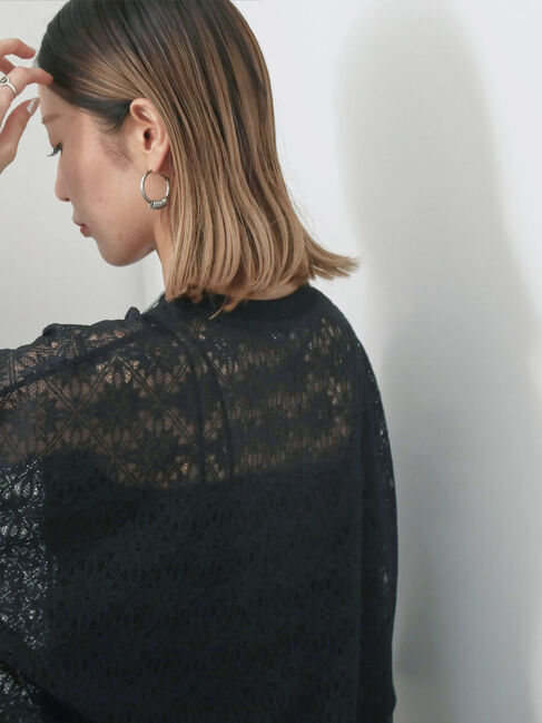 Samansa Mos2 blue「レースTシャツ」|Tシャツ・カットソー|