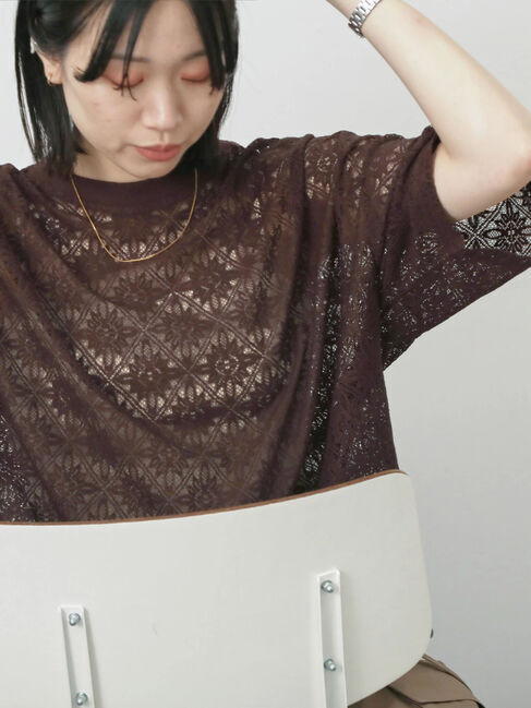 Samansa Mos2 blue「レースTシャツ」|Tシャツ・カットソー|