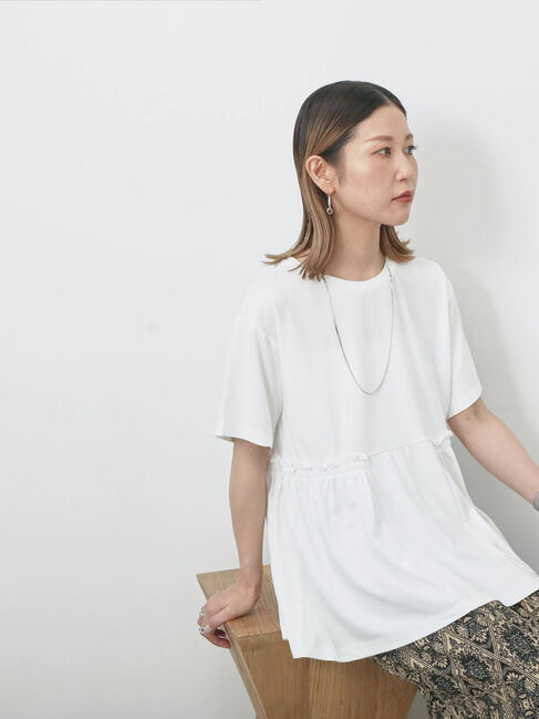 Samansa Mos2 blue「フリルチュニック」|Tシャツ・カットソー|