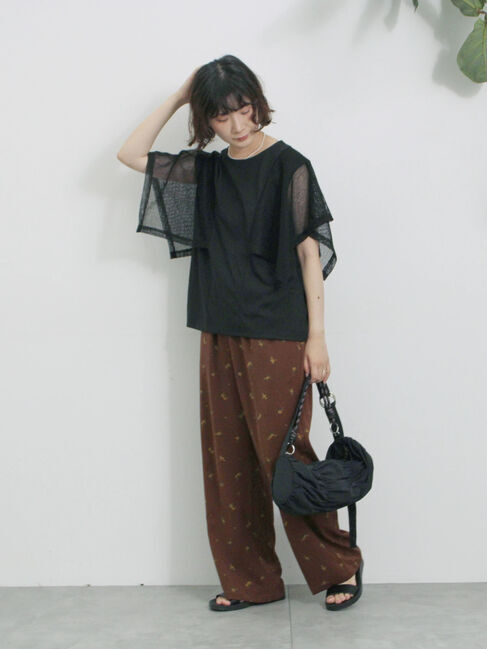 Samansa Mos2 blue「花柄イージーパンツ」|その他|