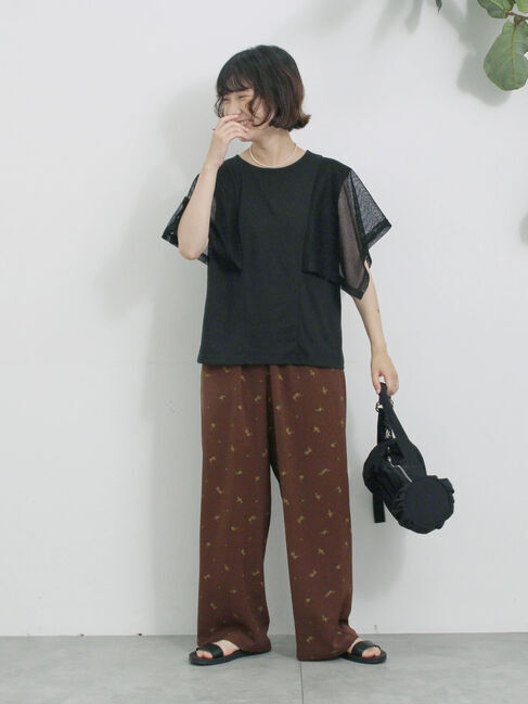 Samansa Mos2 blue「花柄イージーパンツ」|その他|