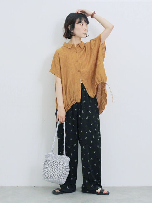 Samansa Mos2 blue「花柄イージーパンツ」|その他|