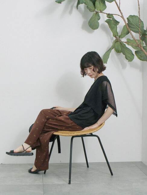 Samansa Mos2 blue「花柄イージーパンツ」|その他|