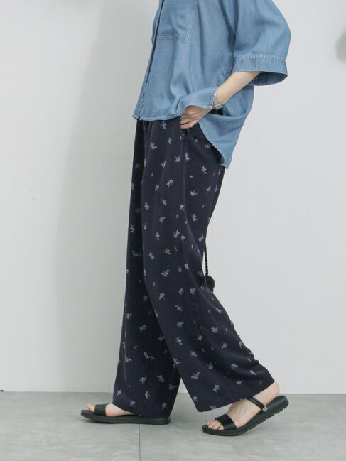 Samansa Mos2 blue「花柄イージーパンツ」|その他|