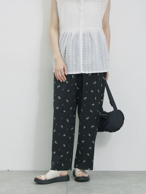 Samansa Mos2 blue「花柄イージーパンツ」|その他|