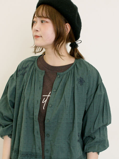 Samansa Mos2「ランダム刺繍入りブラウス」|シャツ・ブラウス|グリーン
