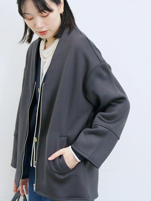 Samansa Mos2 blue「【マシンウォッシャブル】マルチスタイルボンディングブルゾン」|ブルゾン・スタジャン|