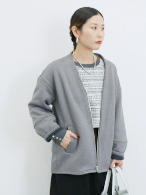 Samansa Mos2 blue「【マシンウォッシャブル】マルチスタイルボンディングブルゾン」|ブルゾン・スタジャン|