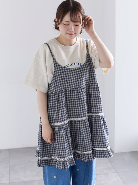 Samansa Mos2「《新色追加》はしごレースティアードキャミチュニック」|シャツ・ブラウス|ブルー