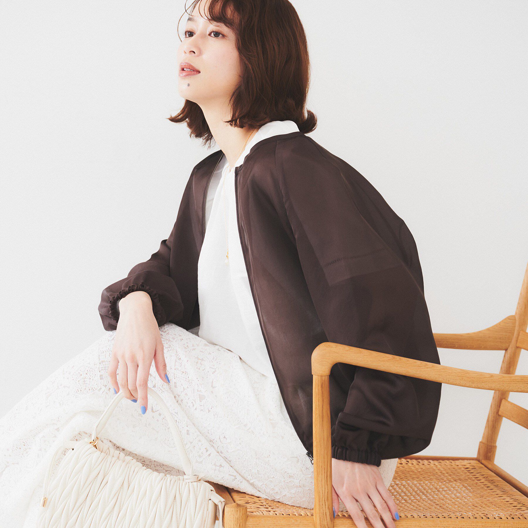 UNTITLED「【トレンド/洗える/軽い】シアーブルゾン」|ブルゾン・スタジャン|