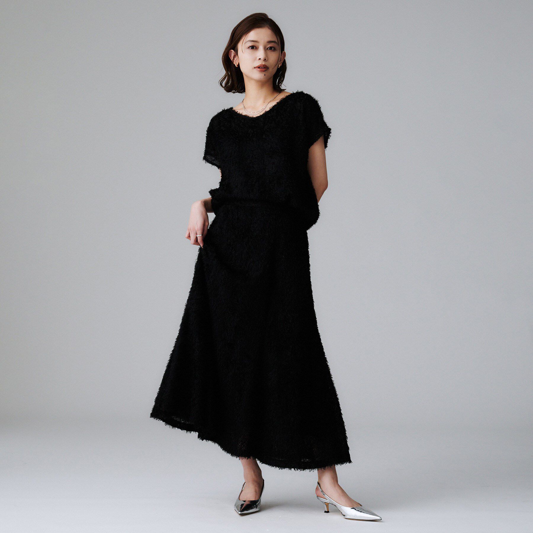 UNTITLED「【セットアップ可/後ろウエストゴム】フェザーマーメイドスカート」|スカート|