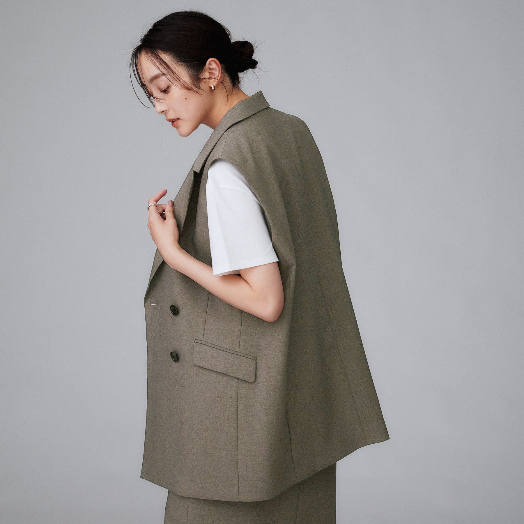 UNTITLED「【セットアップ可/洗える】スラブテーラードカラージレ」|ベスト・ジレ|