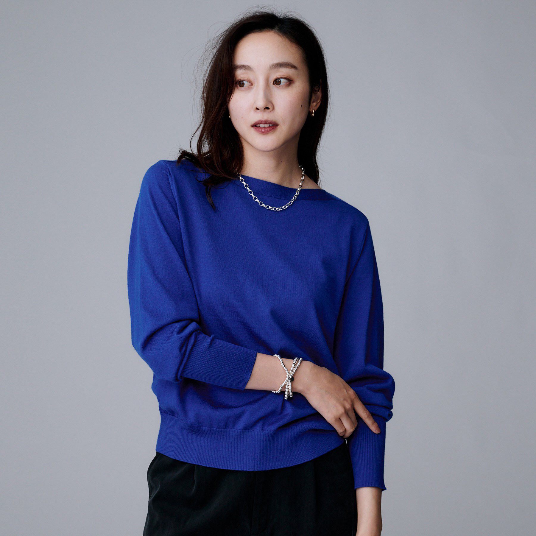 UNTITLED「【アンサンブル可/洗える】シルクウールカシミヤ ドルマンスリーブニット」|ニット・セーター|