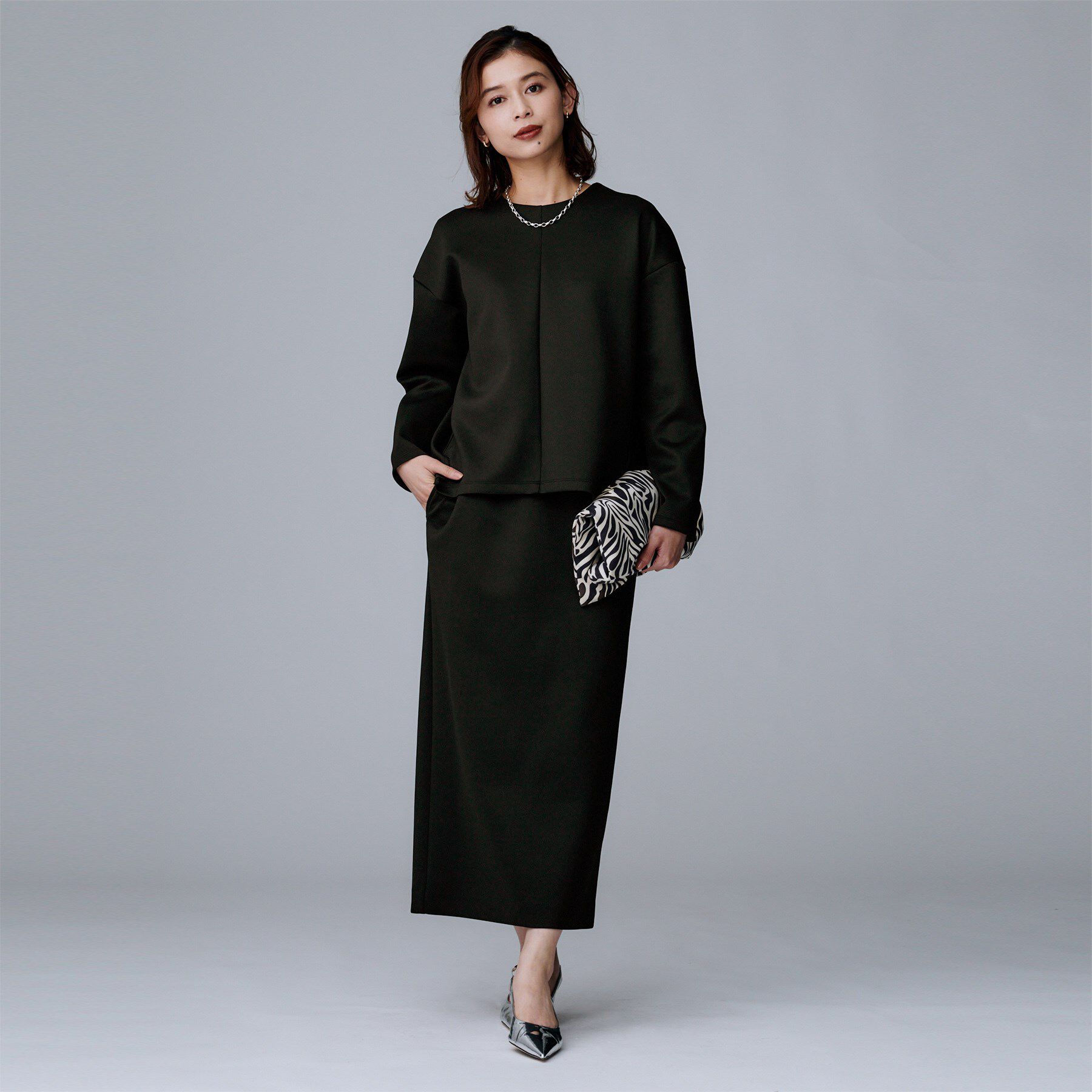 UNTITLED「【セットアップ可/洗える/ウエストゴム】ダンボールジャージスカート」|スカート|