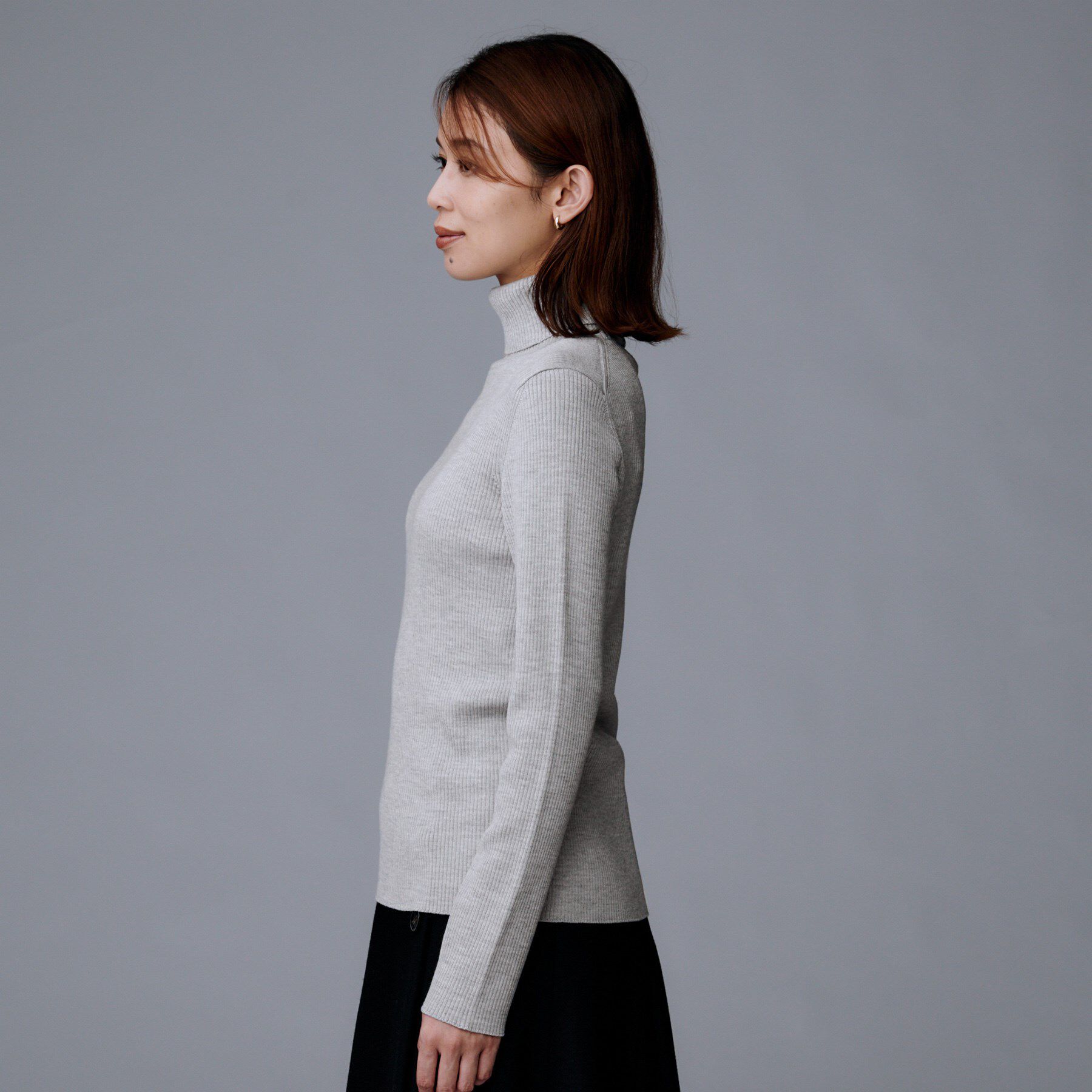 UNTITLED「【洗える/アンサンブル可能/ウール100%】リブタートルネックウールニット」|ニット・セーター|
