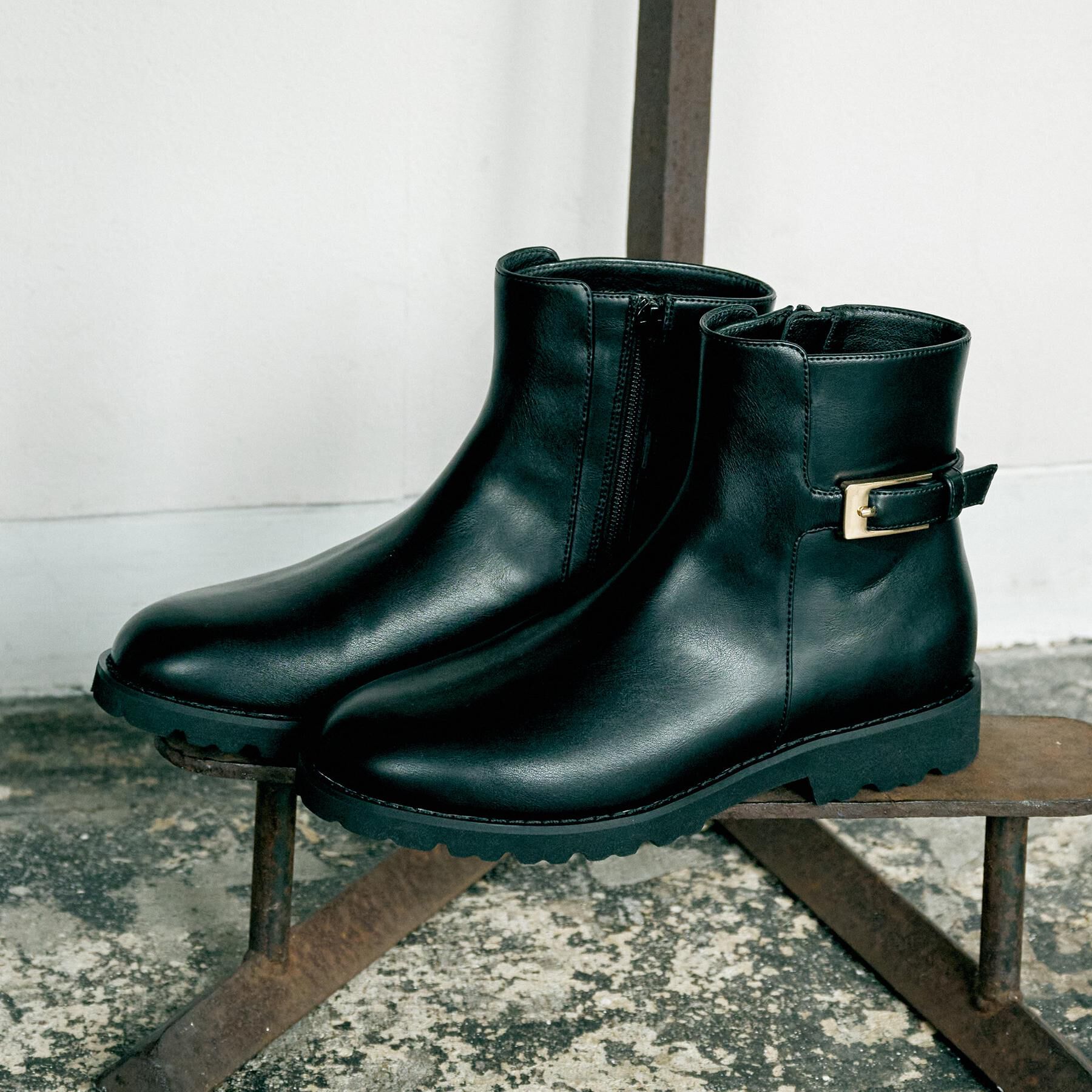 UNTITLED「【軽量】バックルジョッキーブーツ」|ショートブーツ|