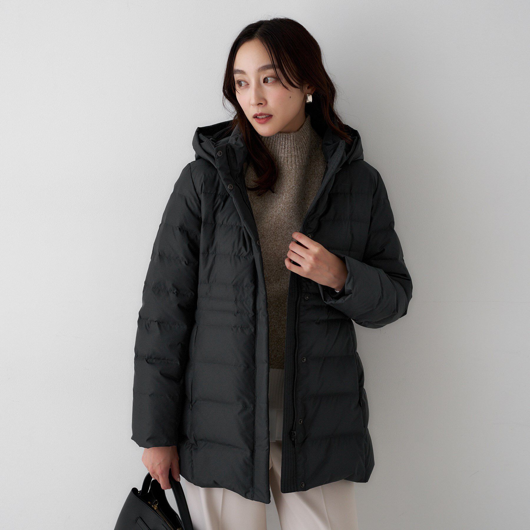UNTITLED「【はっ水機能/フード取り外し可】ミディダウンコート」|ダウン|