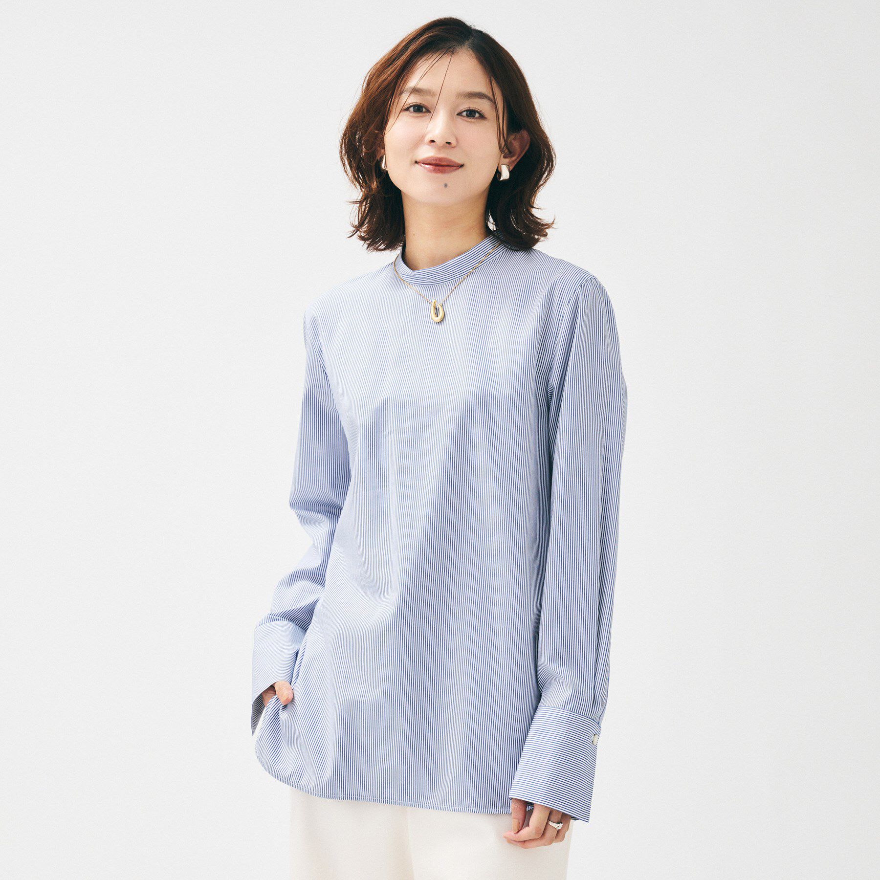 UNTITLED「【重ね着レイヤード/スーツブラウス】ファインブロードハイネックシャツ」|シャツ・ブラウス|