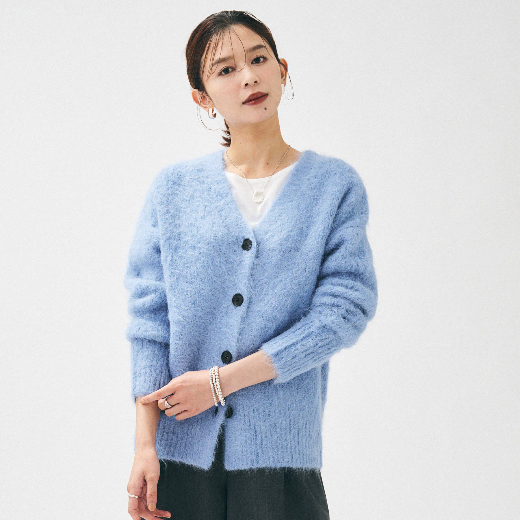 UNTITLED「【ゆったり】アルパカ混シャギー カーディガン」|カーディガン|