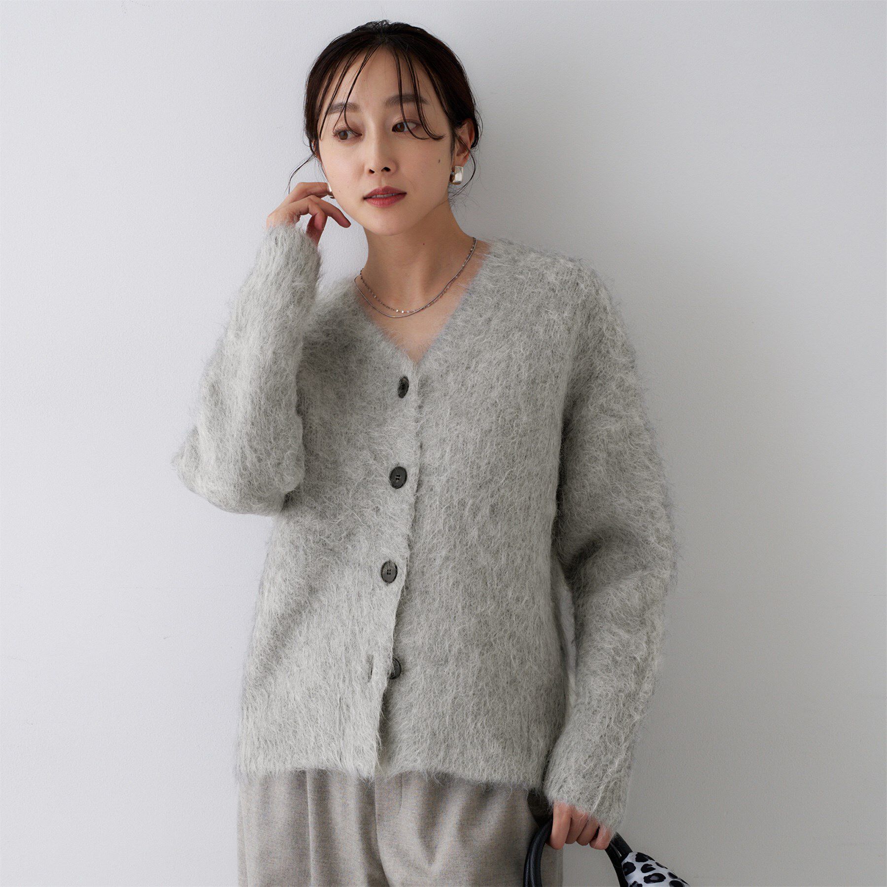 UNTITLED「【ゆったり】アルパカ混シャギー カーディガン」|カーディガン|