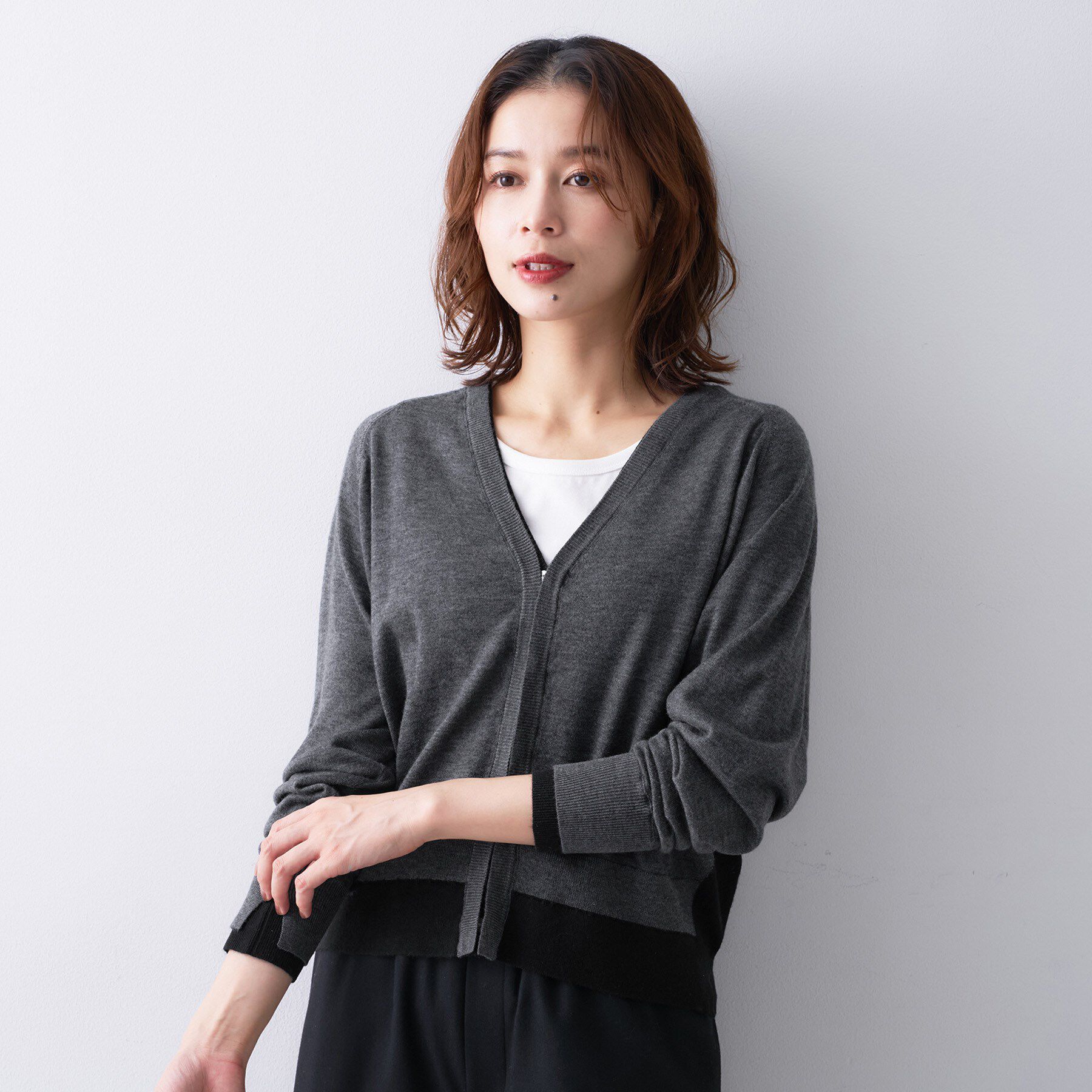 UNTITLED「【Liyoca】ウールブレンド14G天竺カーディガン」|カーディガン|