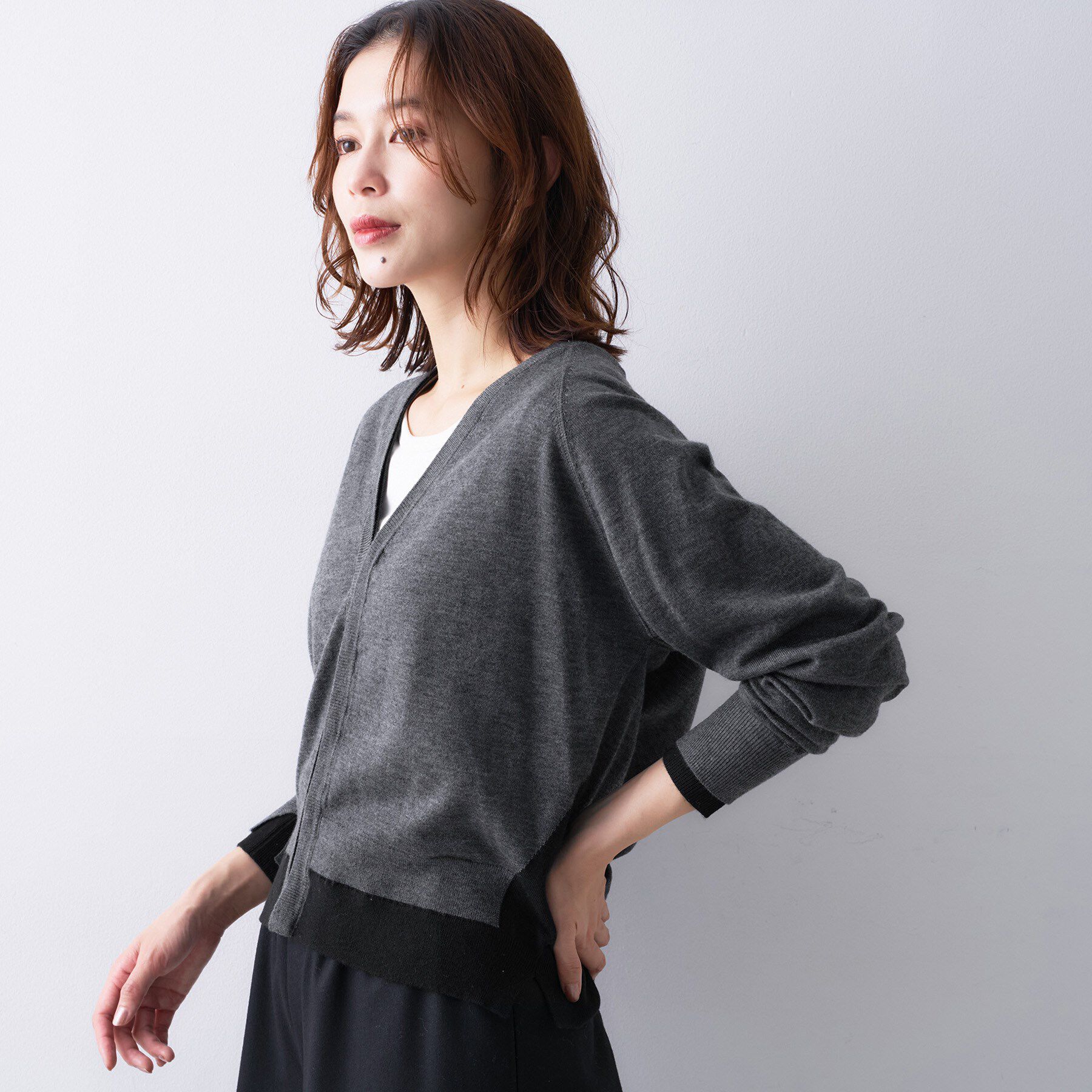 UNTITLED「【Liyoca】ウールブレンド14G天竺カーディガン」|カーディガン|