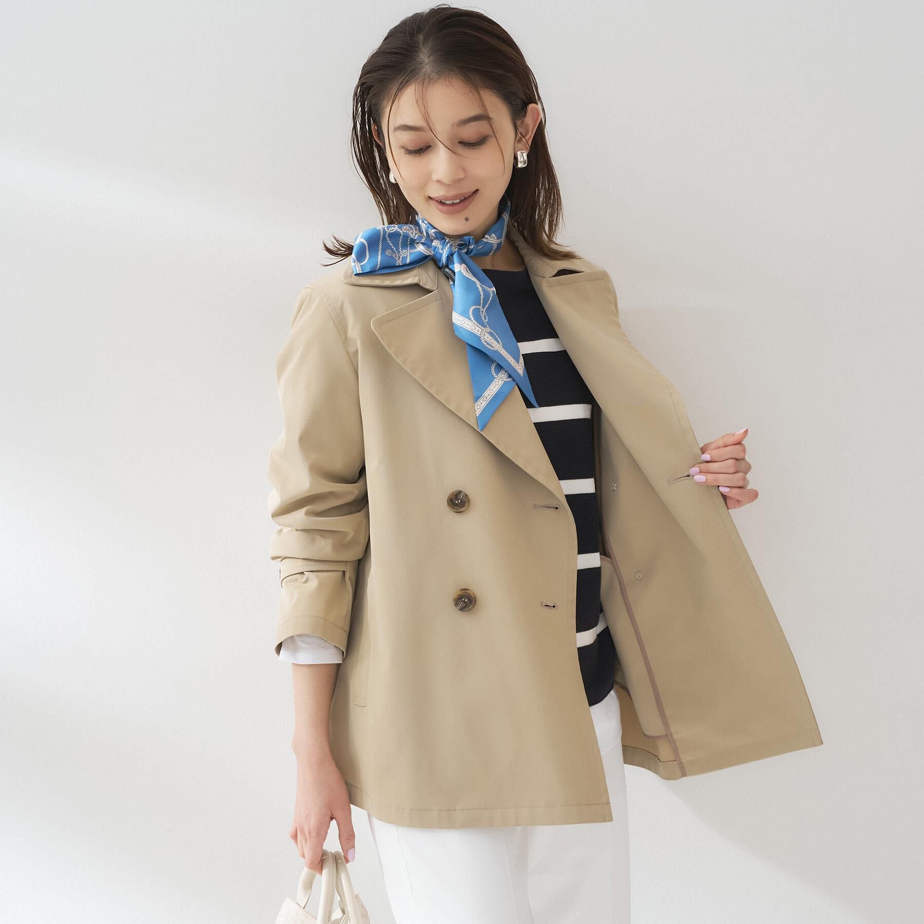 UNTITLED「【定番人気/はっ水/洗える】タスランショートトレンチコート」|トレンチコート|