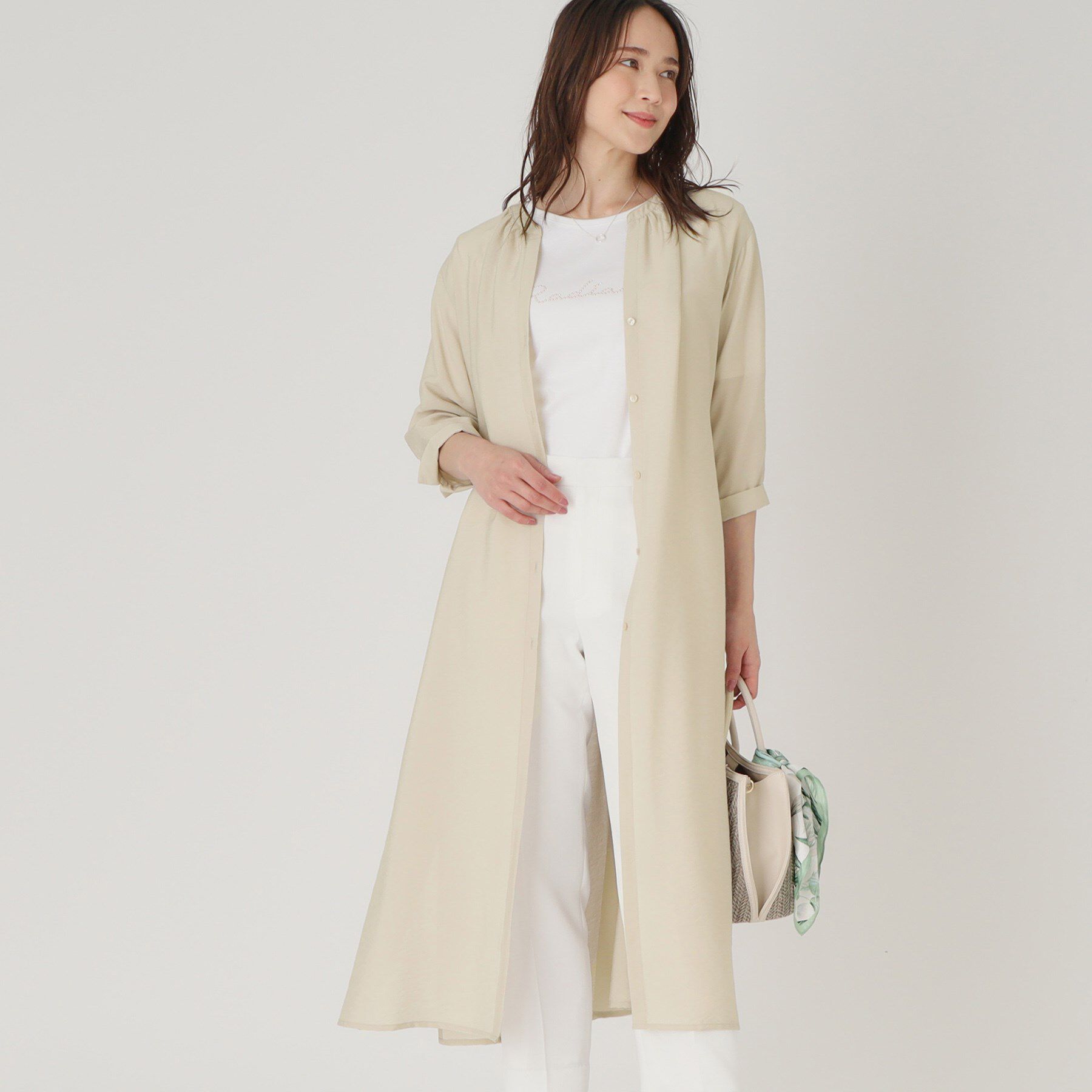 COUP DE CHANCE「【洗える】ロングブラウス」|シャツ・ブラウス|グレージュ(050)