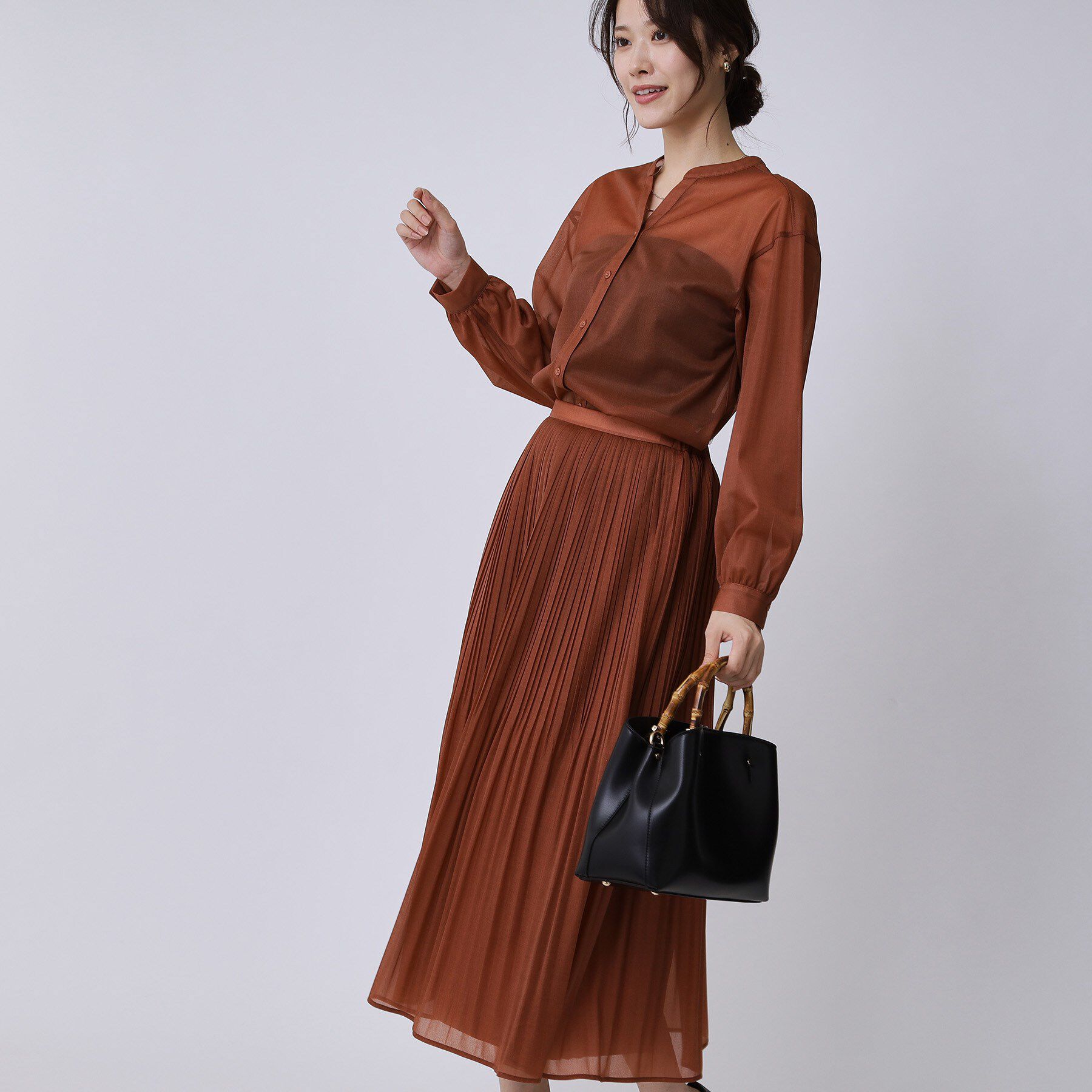 COUP DE CHANCE「【手洗い可／ウエストゴム】デニム柄プリントのプリーツスカート」|スカート|